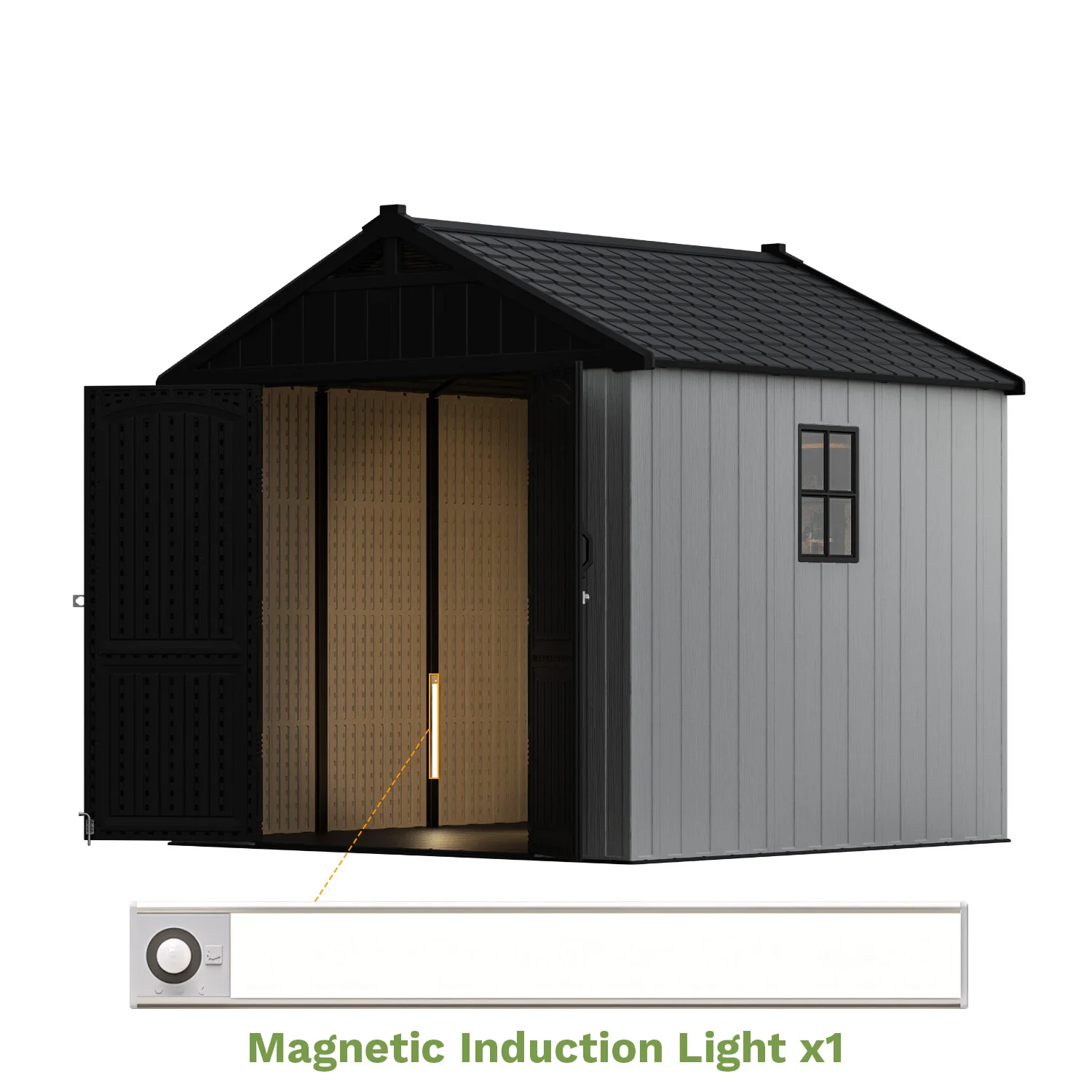 Victone 8' x 8' Plastic Storage Shed with Light (Kit it Shed)