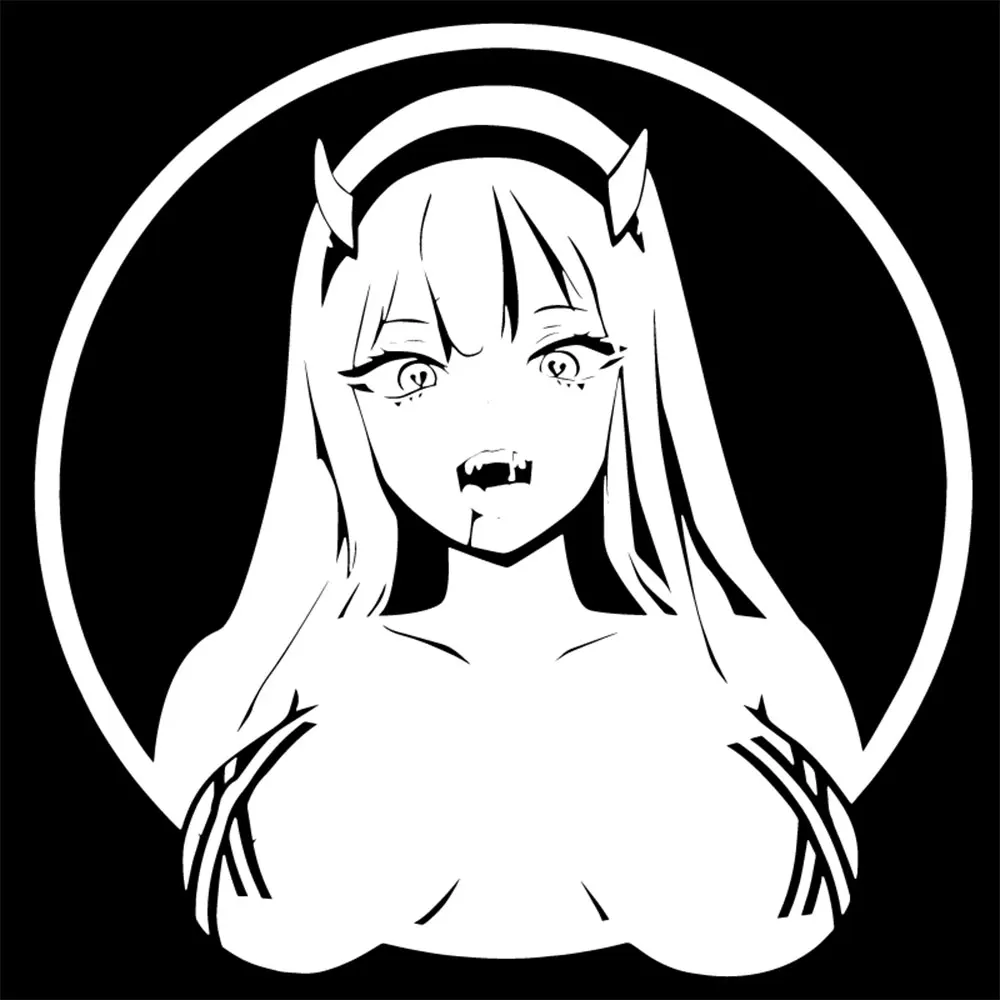 Zero Two ECCHI | Darling In The | FRANXX Car Sticker Sexy The Devil Anime Beautiful Girl Stickers Auto Parts Window Vinyl Decals