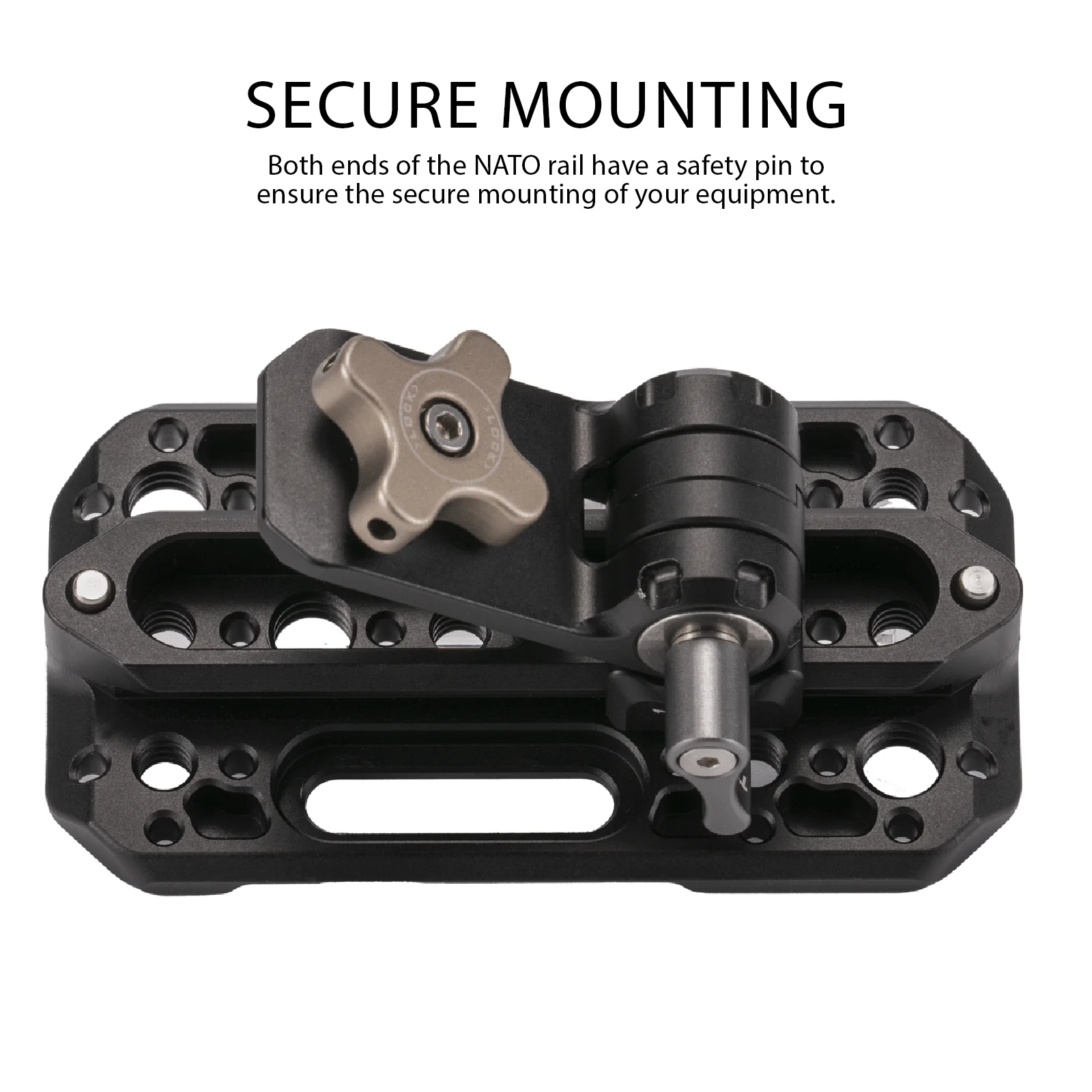 TILTA Adjustable Accessory Mounting Plate Black NATO Rail via 1/4"-20 and 3/8"-16 Threads with Locating Points TA-AMP-B