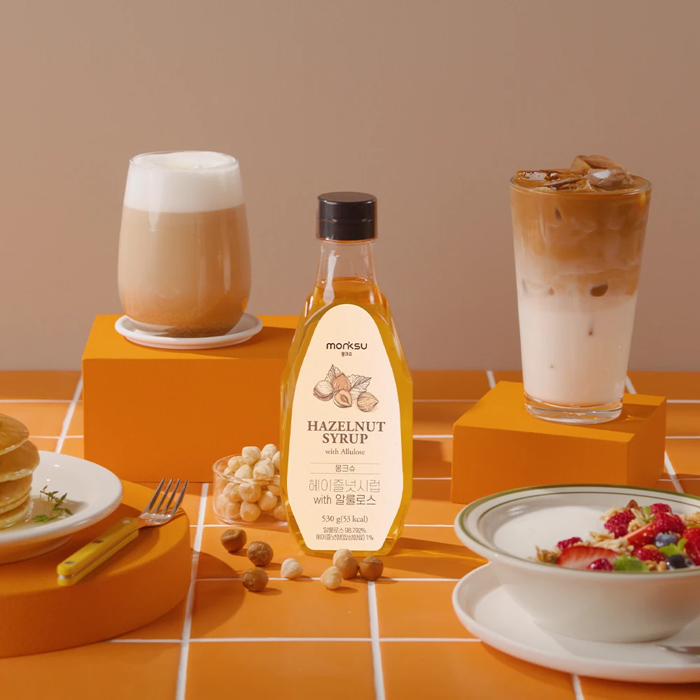 Monkschu Azúcar Baja en calorías Baja en calorías Sirope de café con avellanas 530 g Alulosa sin azúcar