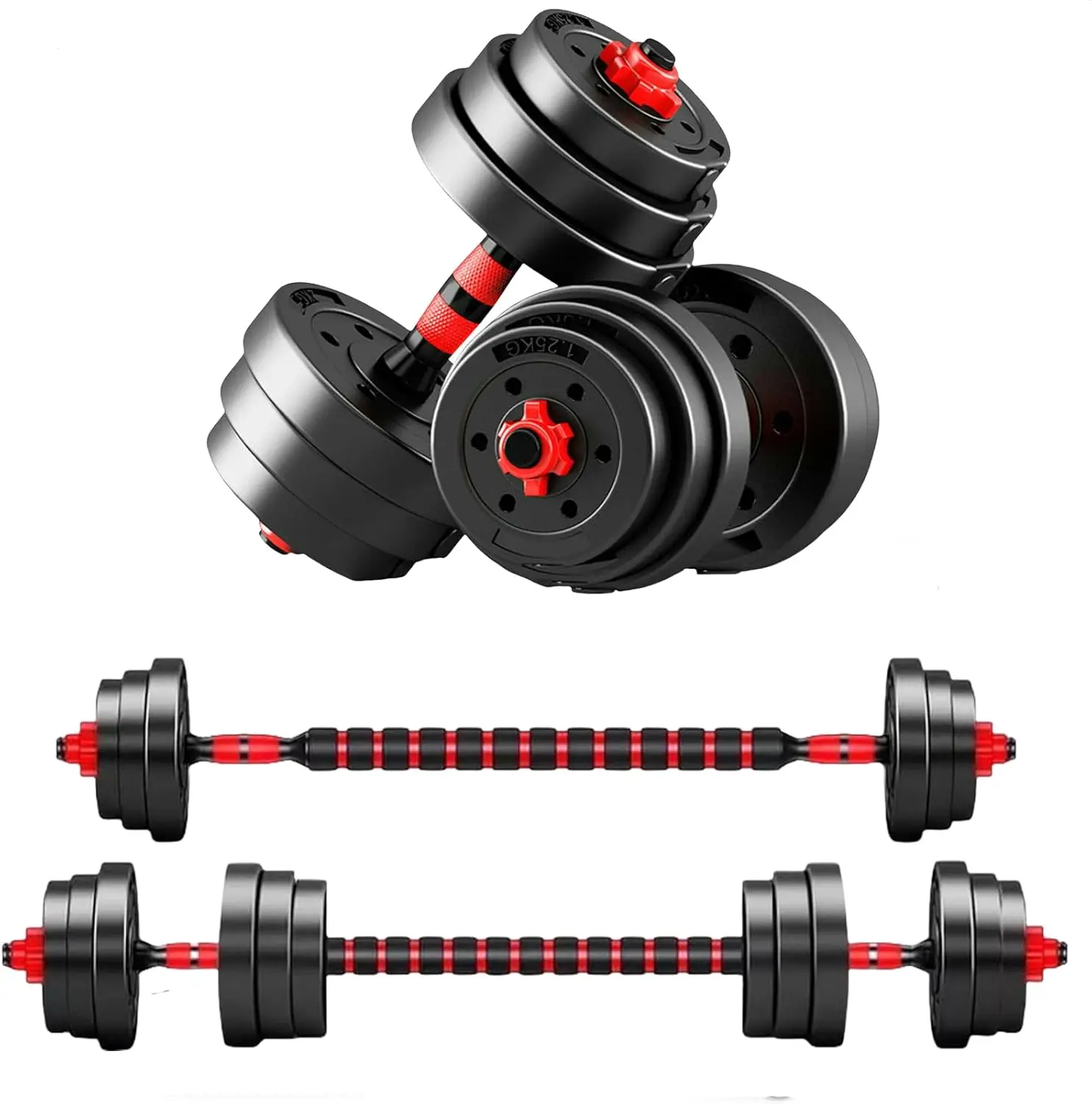 44bls verstellbares Hantelset für Heim-Fitness-Hantelscheiben, 3-in-1-ergonomische Modi, robustes Guss für Krafttraining