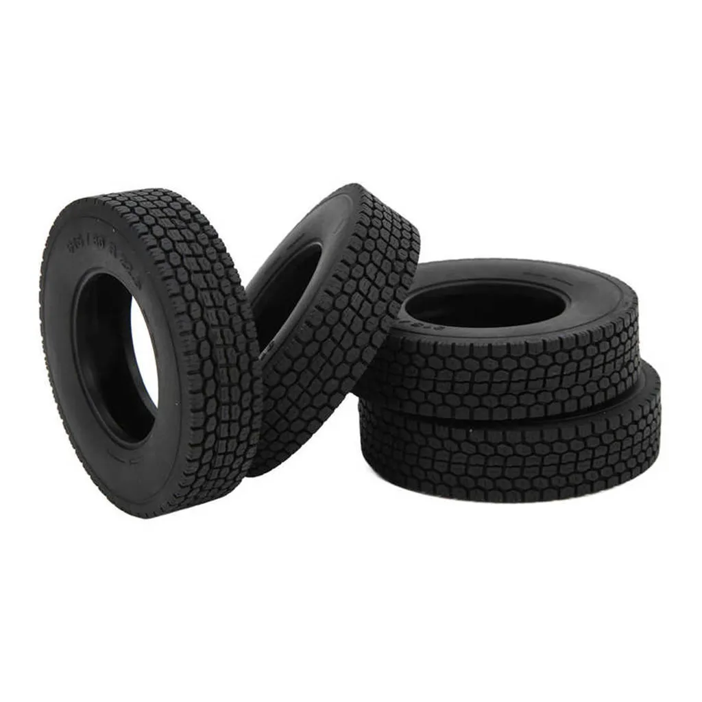 4Pcs 85mm Rubber Tyres Wheel Tires 22mm Width with Sponge Compatible for 1:14 Tamiya Tractor Trucks RC Car