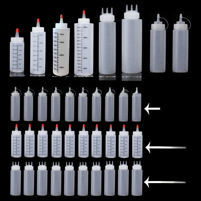 Bouteilles vides à presser pour Sauce en plastique, avec récipient à condiments rechargeable gradué pour vinaigrette, huiles de barbecue, 120ml-1000ml, 1 pièce