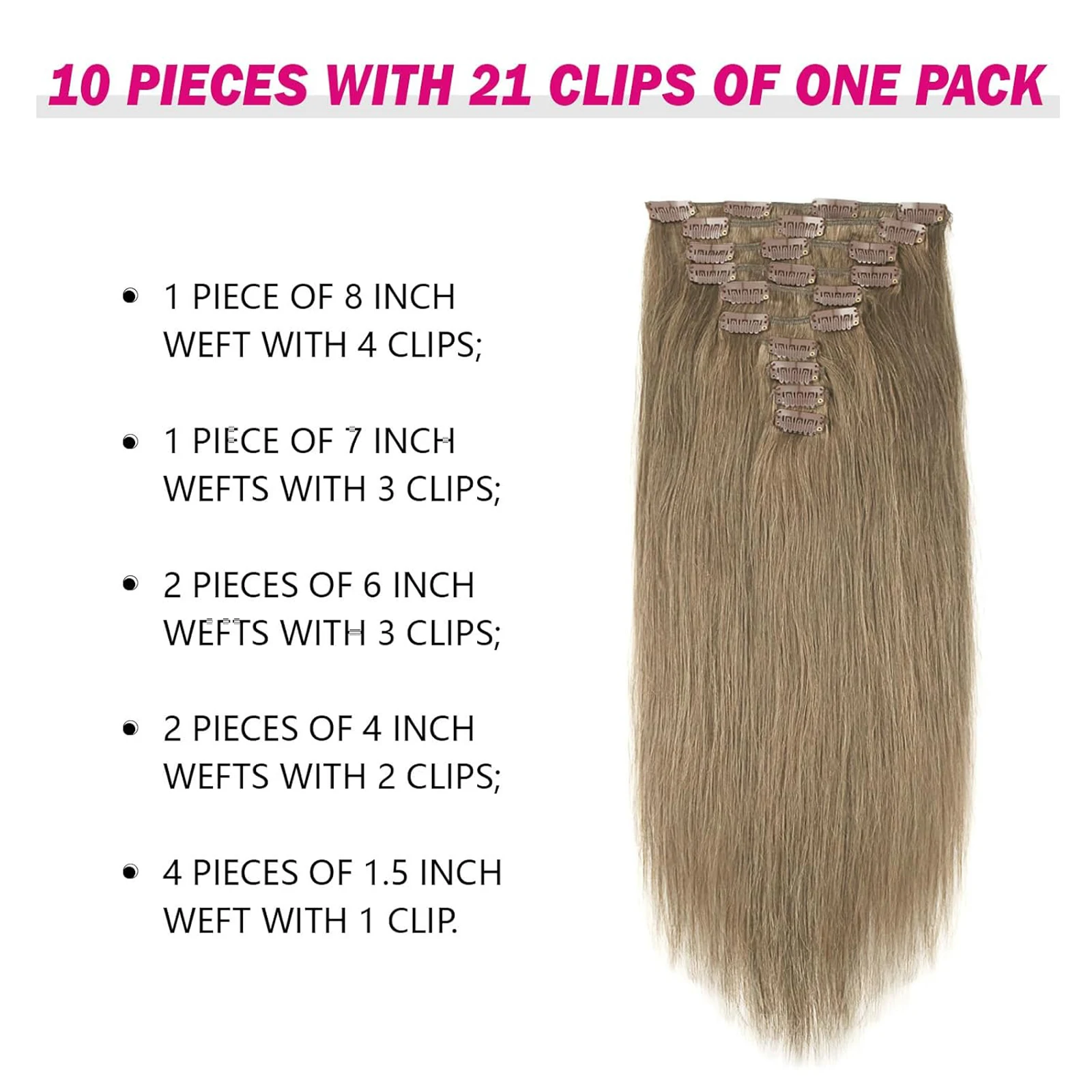 Заколки для наращивания волос Sixstarhair, 10 шт., 160 г и 220 г/упак., 20 футов, 22 дюйма, натуральные, 100 зажимов для наращивания человеческих волос для женщин