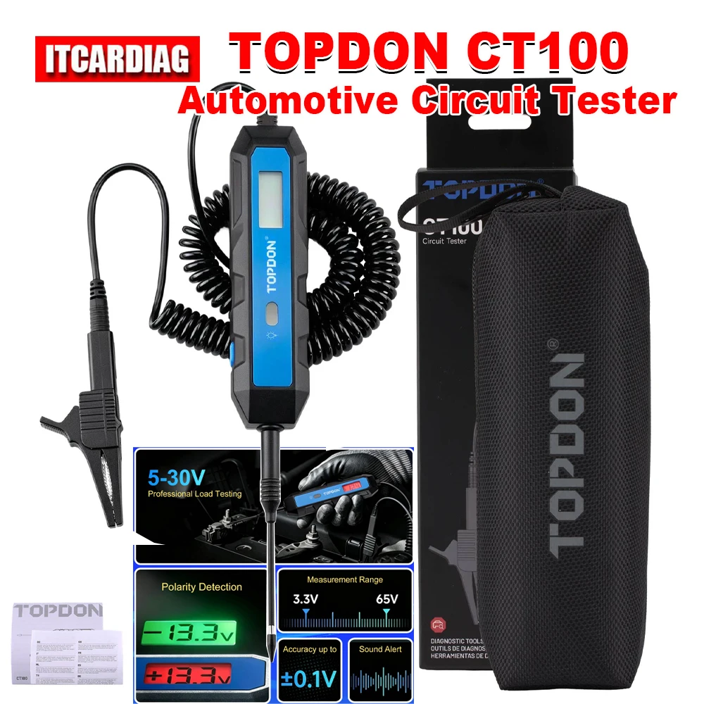 TOPDON CT100 Automotive Circuit Tester Supports 5-30V Professional Load Testing Supported Trucks/ Sedans/ SUVs/ Motorcycles/ RVs