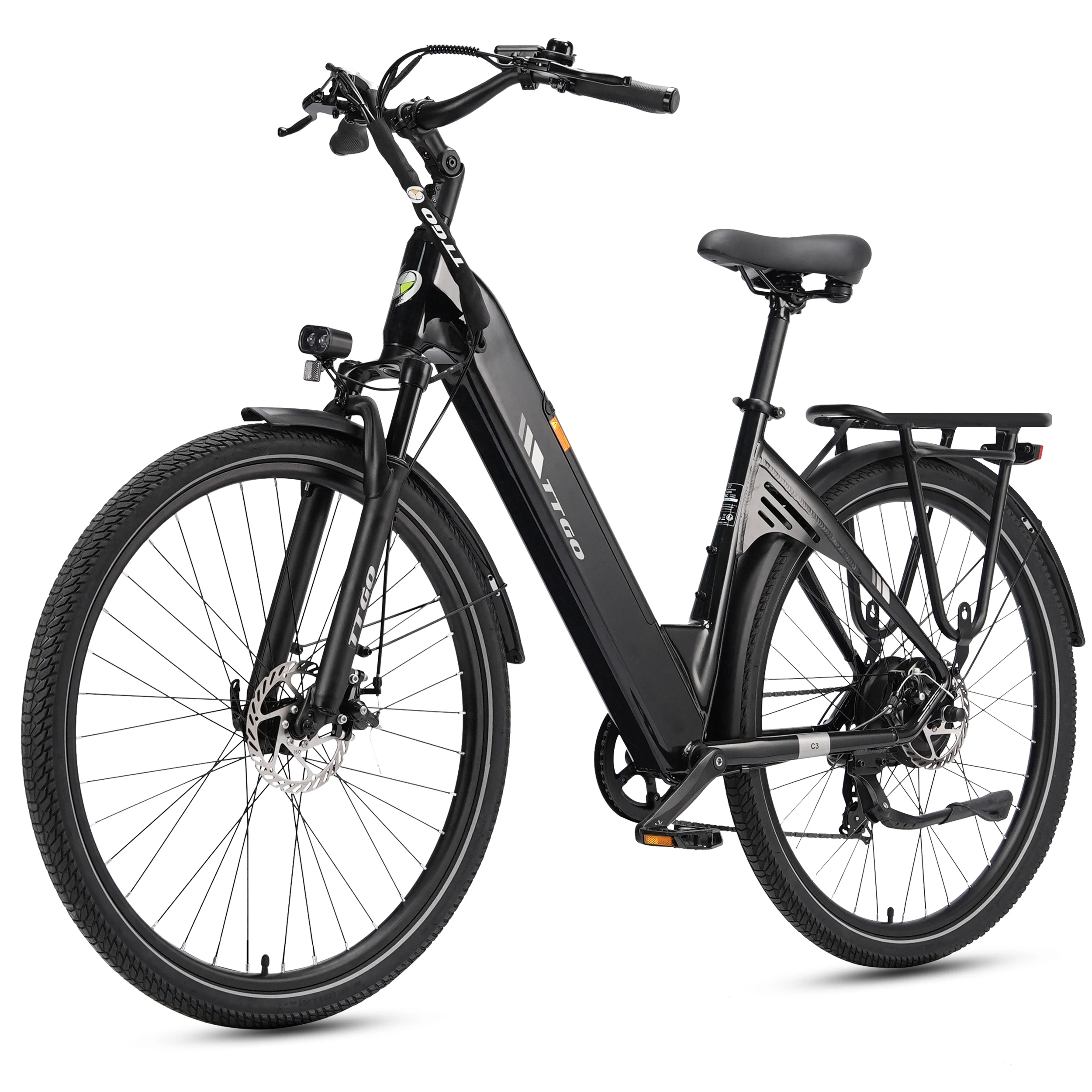 TTGO 28" Elektrische Fiets, Lichtgewicht Aluminium Stads-E-Bike, 36V 18Ah Verwijderbare Batterij, 250W Motor, Tot 120 km Bereik, Stadsfiets voor Dagelijks Gebruik, Inclusief Gratis Fietsenslot