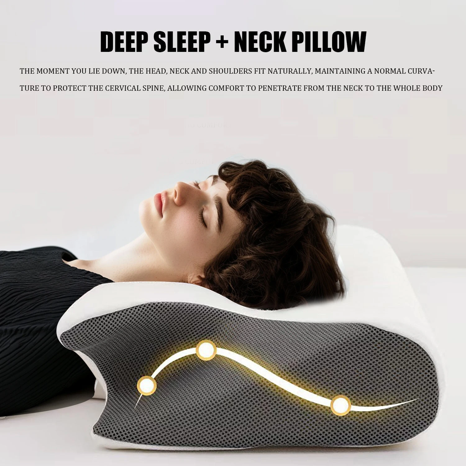 Neck Massage Pillow Slow Rebound Memory Foam Pillow Neck Support Pillow Ergonomic Pillow Cervical Orthopedic Neck Massage