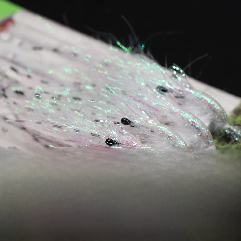 Elllv # 2~ # 10 4 pièces perle blanc Krystal Flash crevette mouche eau salée pêche en eau douce mouches lumineuses chassage rouge leurre appât