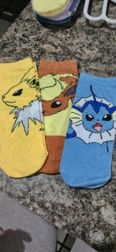 3 Pairs of New Japanese Cartoon Pokémon Cotton Printed Pattern Women's Knitted Socks for Summer Casual Four Season Ankle Socks photo review