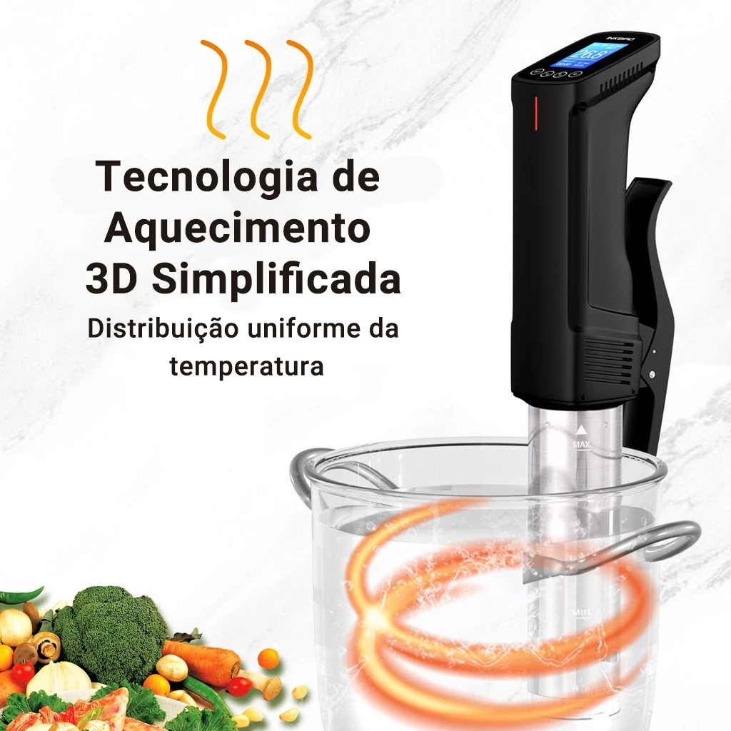 Fogão culinario sous vide com Wi-Fi، 1000 واط، درجة الحرارة e الموقت الدقة، circulador de imersão térmica em aço inoxidadevel para