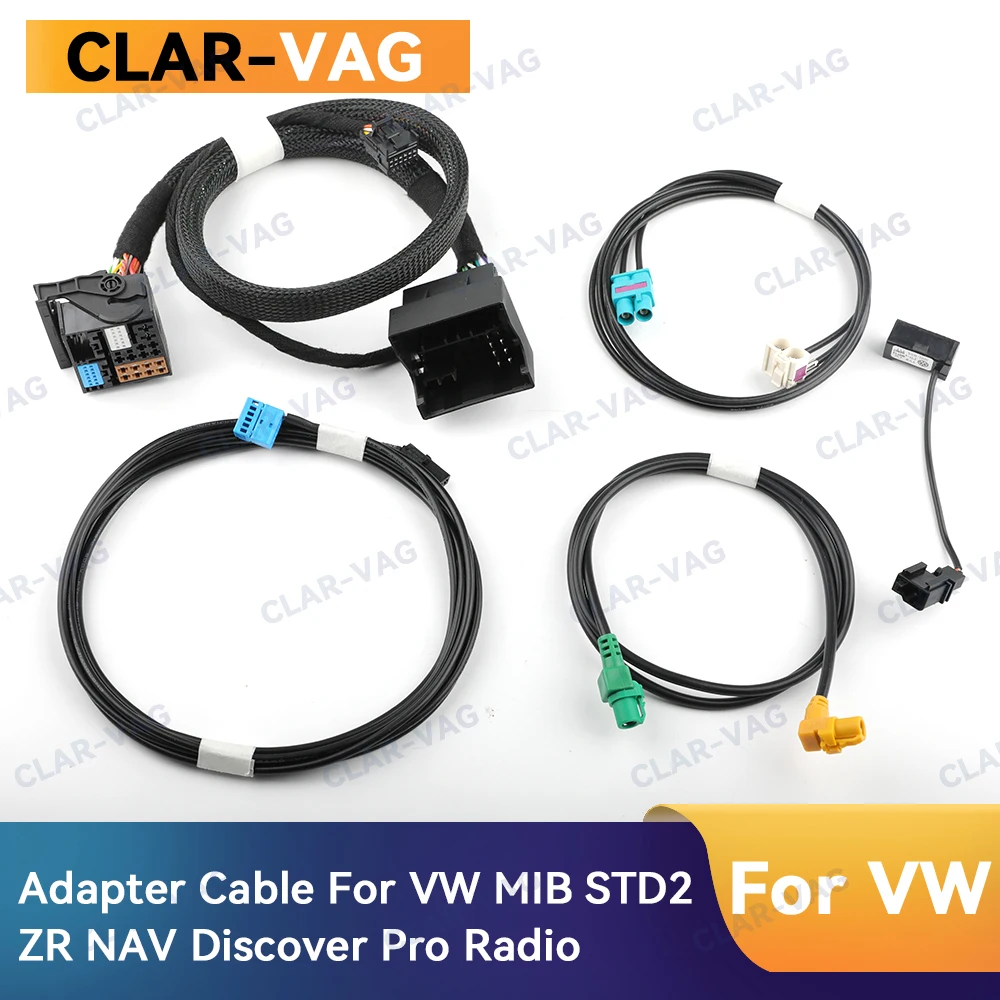 For VW Golf 7 MK7 Passat B8 Tiguan MQB CAR MIB STD2 ZR NAV Discover Pro Radio Adapter Cable Wire Harness With 2 to 2 Cable