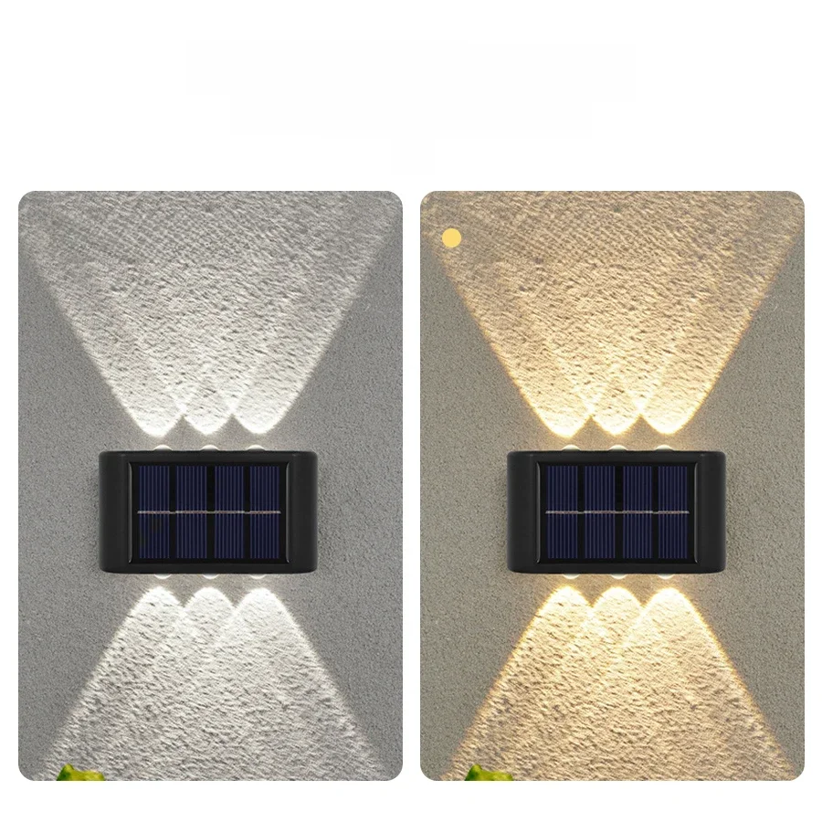 Solarne w górę i w dół Dwugłowe kinkiety o wysokiej jasności Oświetlenie ogrodowe Znak na drzwi Kinkiety Zewnętrzna wodoodporna podkładka ścienna — zdjęcie 2