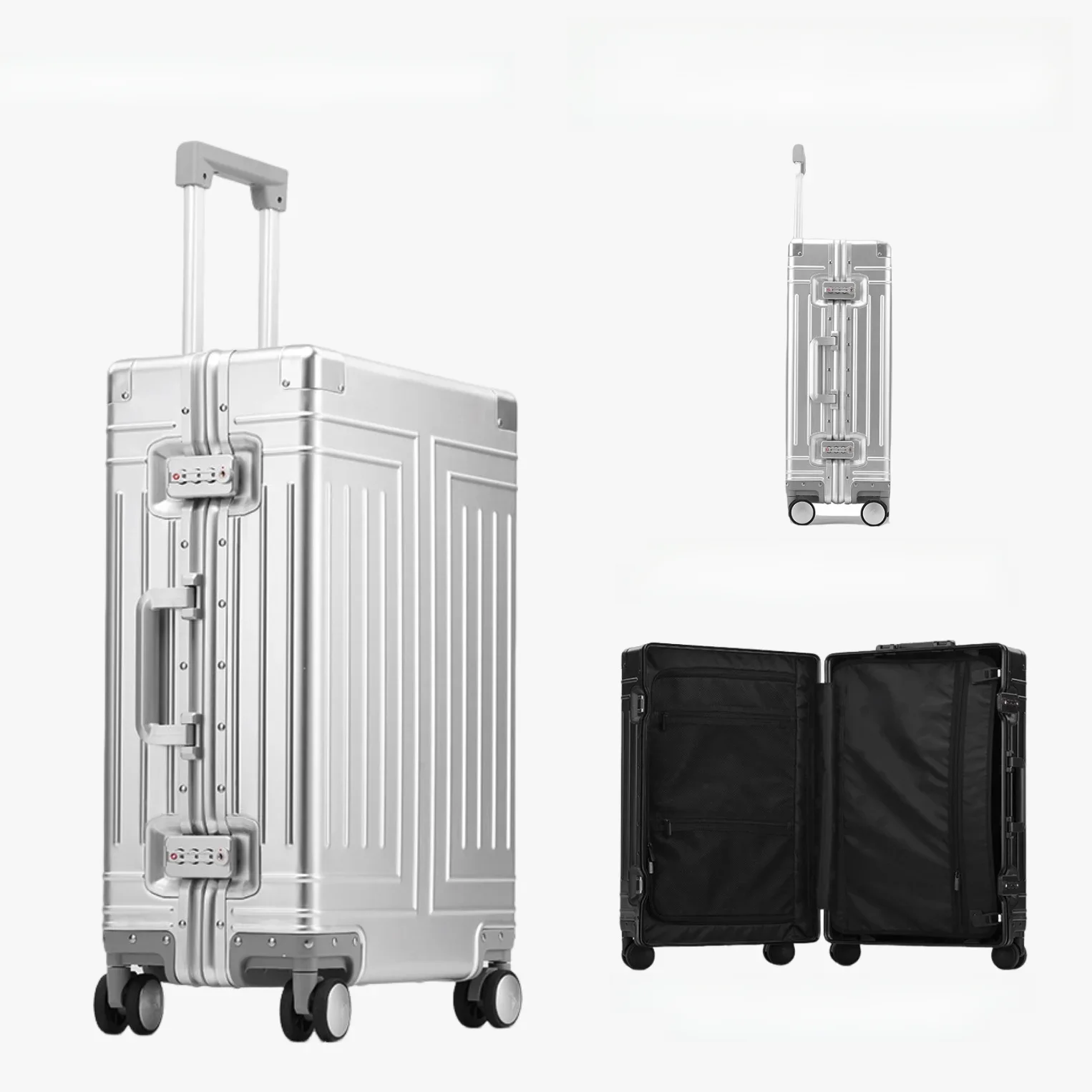 2024 Capaciteit Duurzame Bagagesets 100% Aluminium Kofferwielen Dames Meisje Heren Cabine Handbagage Boarding Reizen 20/24/26/28 - afbeelding 2
