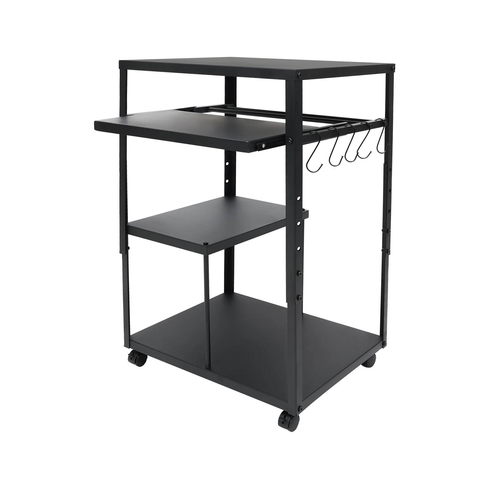 Computer Desk with Keyboard Tray, Computer Desk with Wheels, Height Adjustable Rolling Presentation Table for Warehouses Black