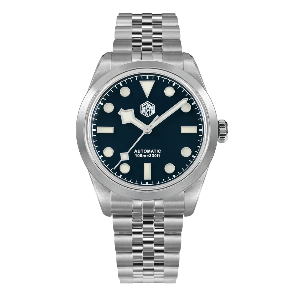 San Martin 38 mm Herren-Sportuhr, modisch, luxuriös, erkunden Klettern, automatisch, mechanisch, Saphirglas, wasserdicht, 5 Glieder, Armband BGW-9