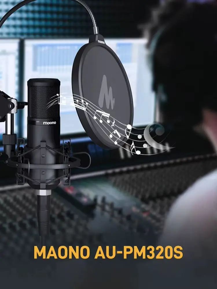 Zestaw mikrofonu pojemnościowego XLR MAONO PM320S Profesjonalny mikrofon kardioidalny do nagrywania wokali w studio, do streamowania, voice-overu i domowego studia. — zdjęcie produktu 7