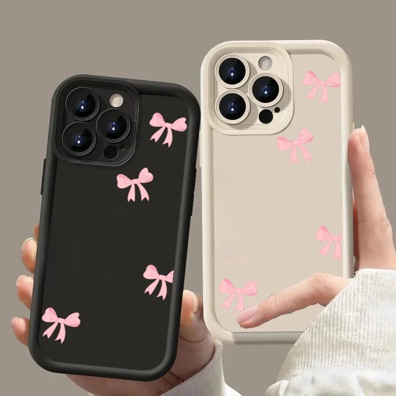 Coque de téléphone souple avec Slogan à nœud Girly rose, étui en Silicone mat pour iPhone 13 16 15 14 Pro Max 11 12 Pro XS XR X 8 7 Plus 16E SE3