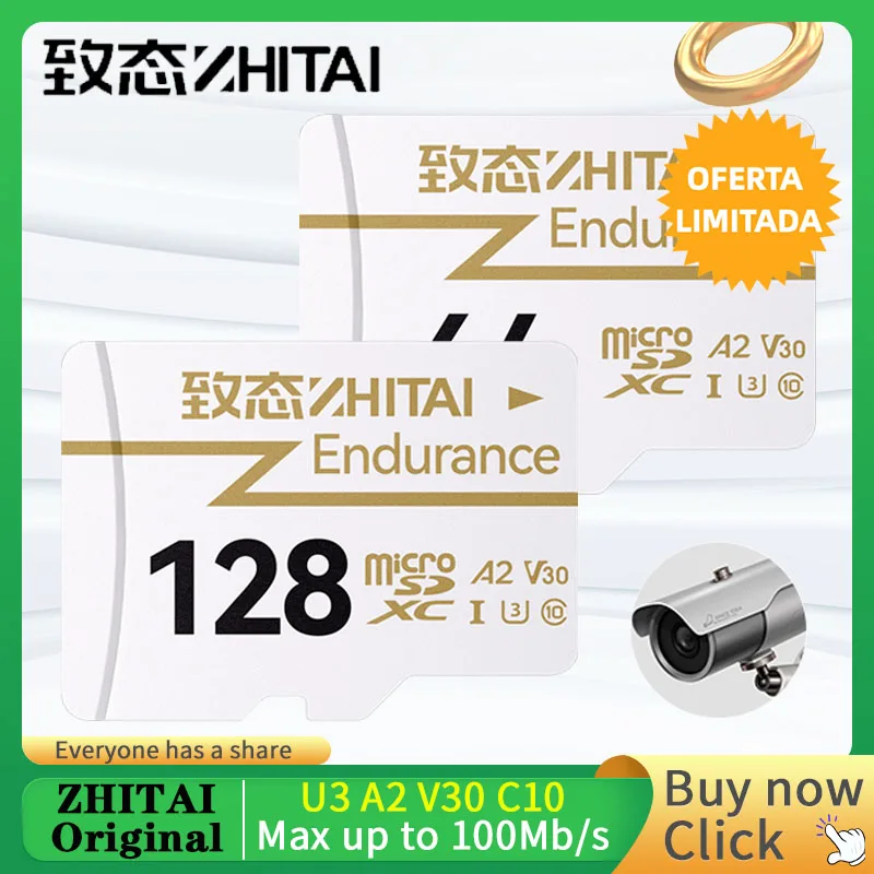بطاقة Zhitai Endurance Micro SD A2 U3 V30 Microsd TF بطاقة 128 جيجابايت 64 جيجابايت 256 جيجابايت بطاقة ذاكرة فلاش Microsd لمراقبة الفيديو 100 ميجابايت