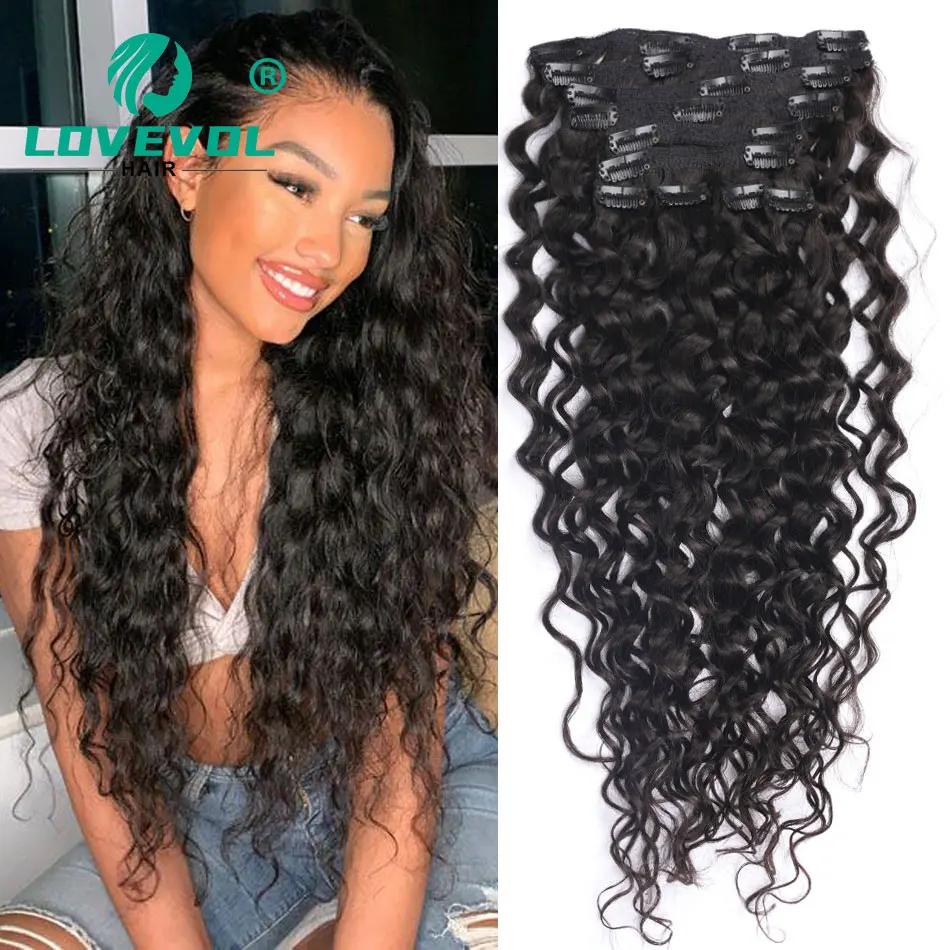 LOVEVOL-extensões naturais do cabelo da onda para mulheres negras, cabelo humano, cabeça cheia, 12 "-28"