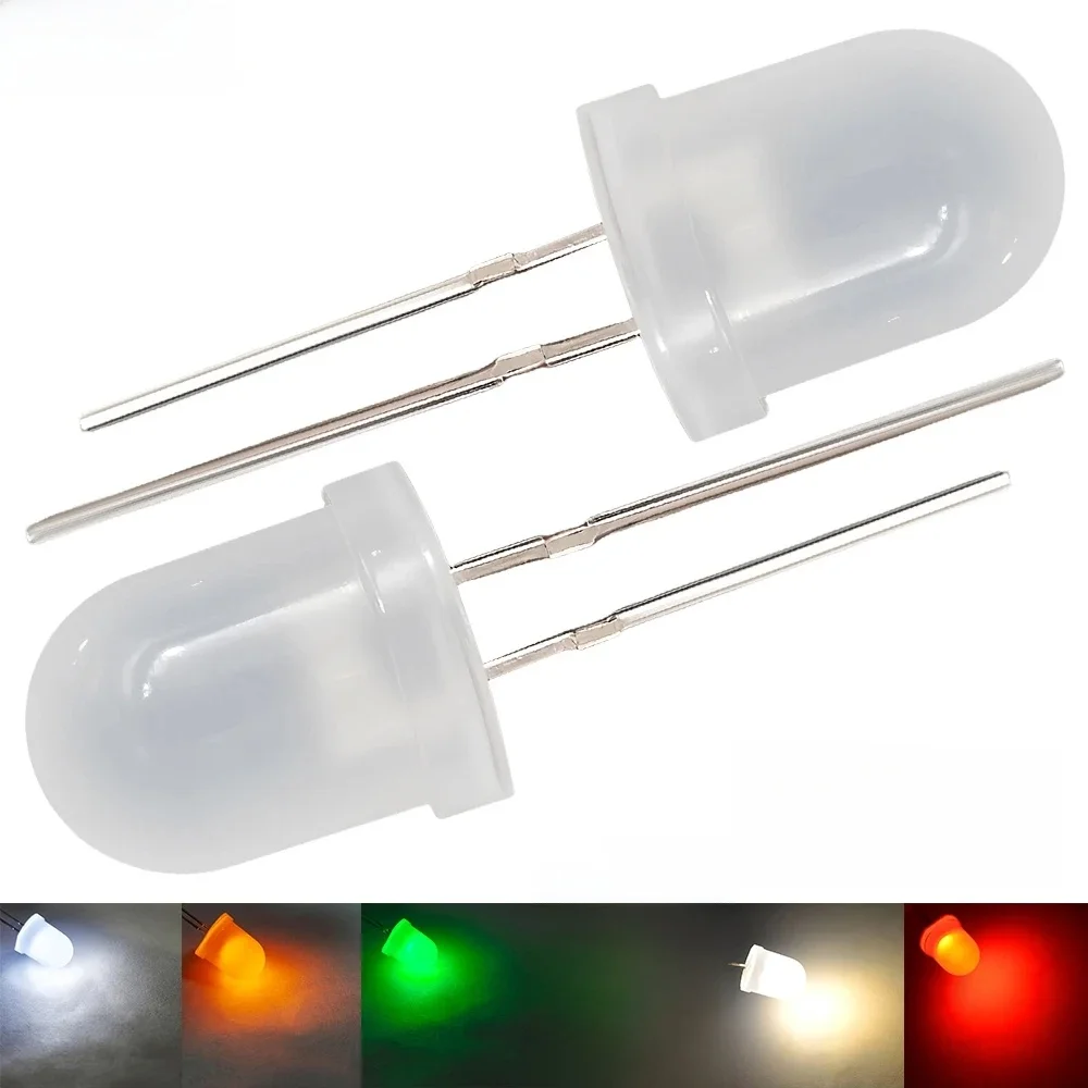 250 SZTUK 10 mm Ultra jasne rozproszone koraliki LED Ciepła biel Żółty Wielokolorowy do dekoracji DIY Oznakowanie Lampa reklamowa Światło neonowe — zdjęcie 2