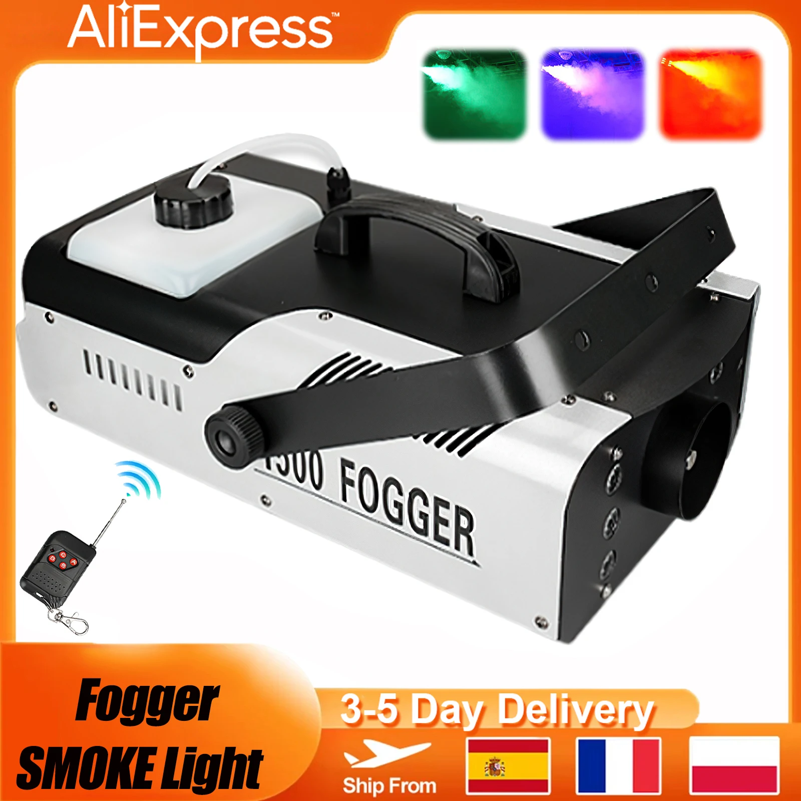 Macchina del fumo per feste per macchina del fumo per club di nozze per macchina del fumo da palcoscenico 1500W 6 LED Eiettore per nebulizzatore remoto Mostra effetti del club