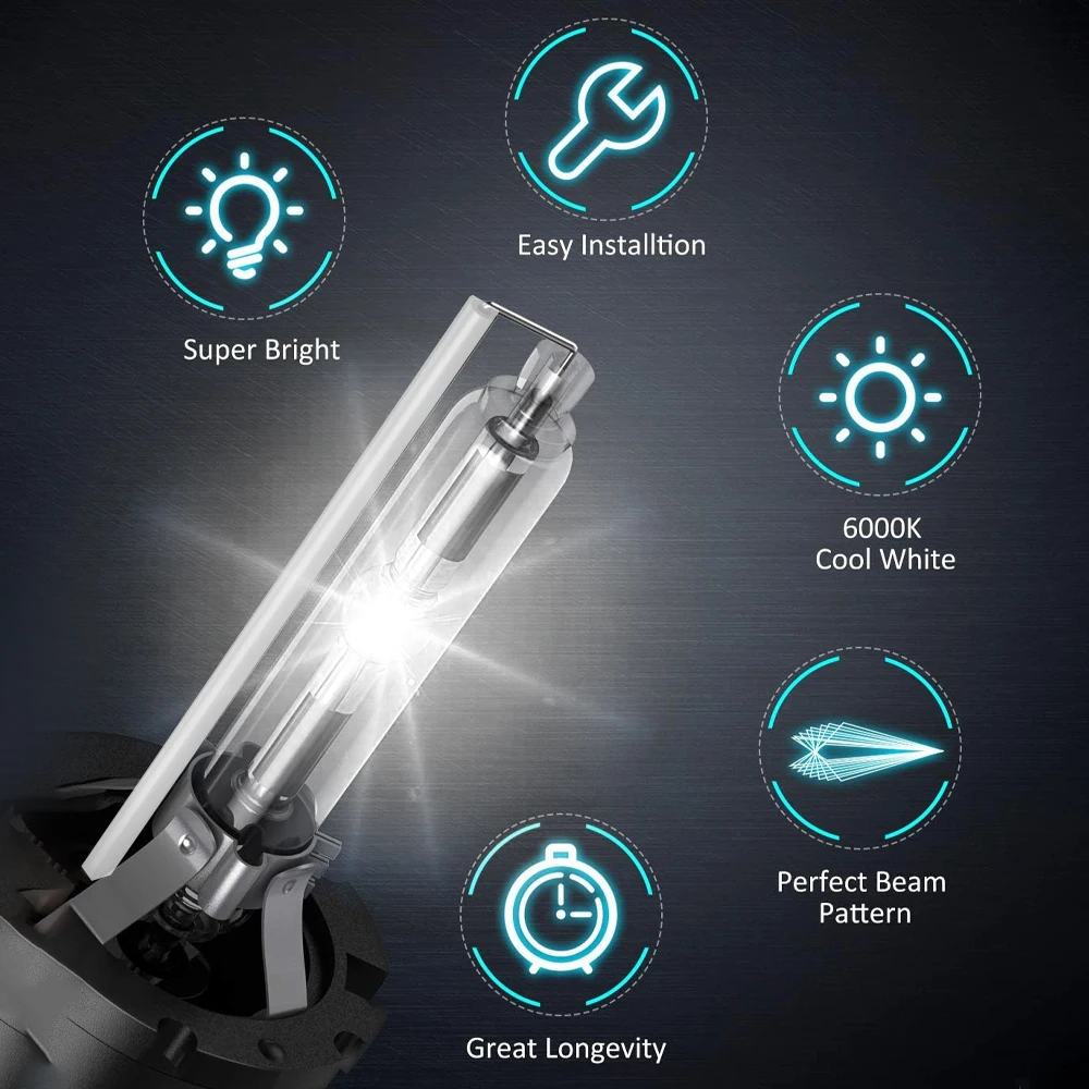 Bombilla de faro HID de xenón D4S/ D4R 4300K 5000K 6000K 8000K 10000K lámparas de repuesto HID tamaño 1:1 faros de coche de alto brillo Xenon