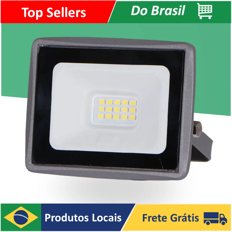 Kit 10 Refletor LED Holofote 100W Bivolt A Prova D'agua Luz Branca/Amarela/Verde CG 110-220V