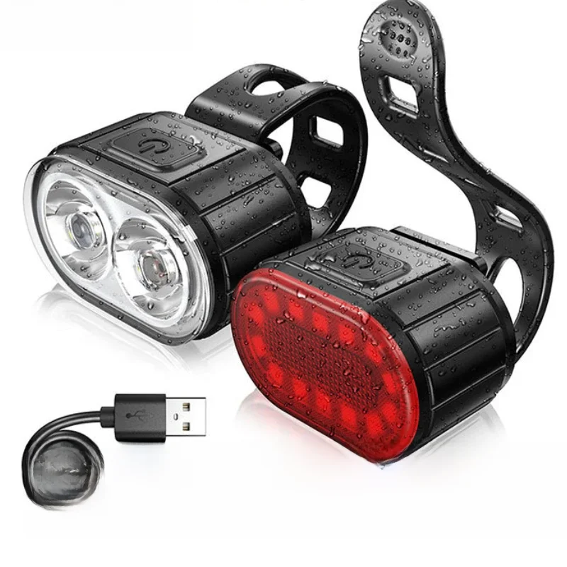 AliExpress SANMOCYC Cycling Bicycle Front Rear Light Set Bike USB Charge Headlight Light MTB Waterproof Taillight LED Lantern Bicycle Accessories