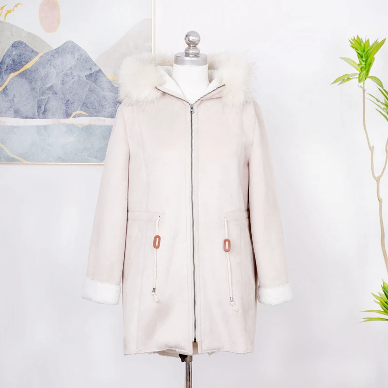 

Winter Suede Jacket Women Thick Warm Fashion Zipper Wool Coat Female Shearling Overcoat Korean Style Clothing Female