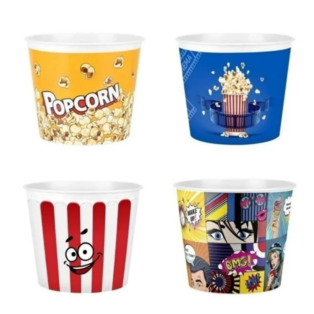 Set of 4 Corn Chips Movie Day Popcorn Bucket - Snack Snack Container Rectangle Chips Container Eco-Friendly Stylish Usef