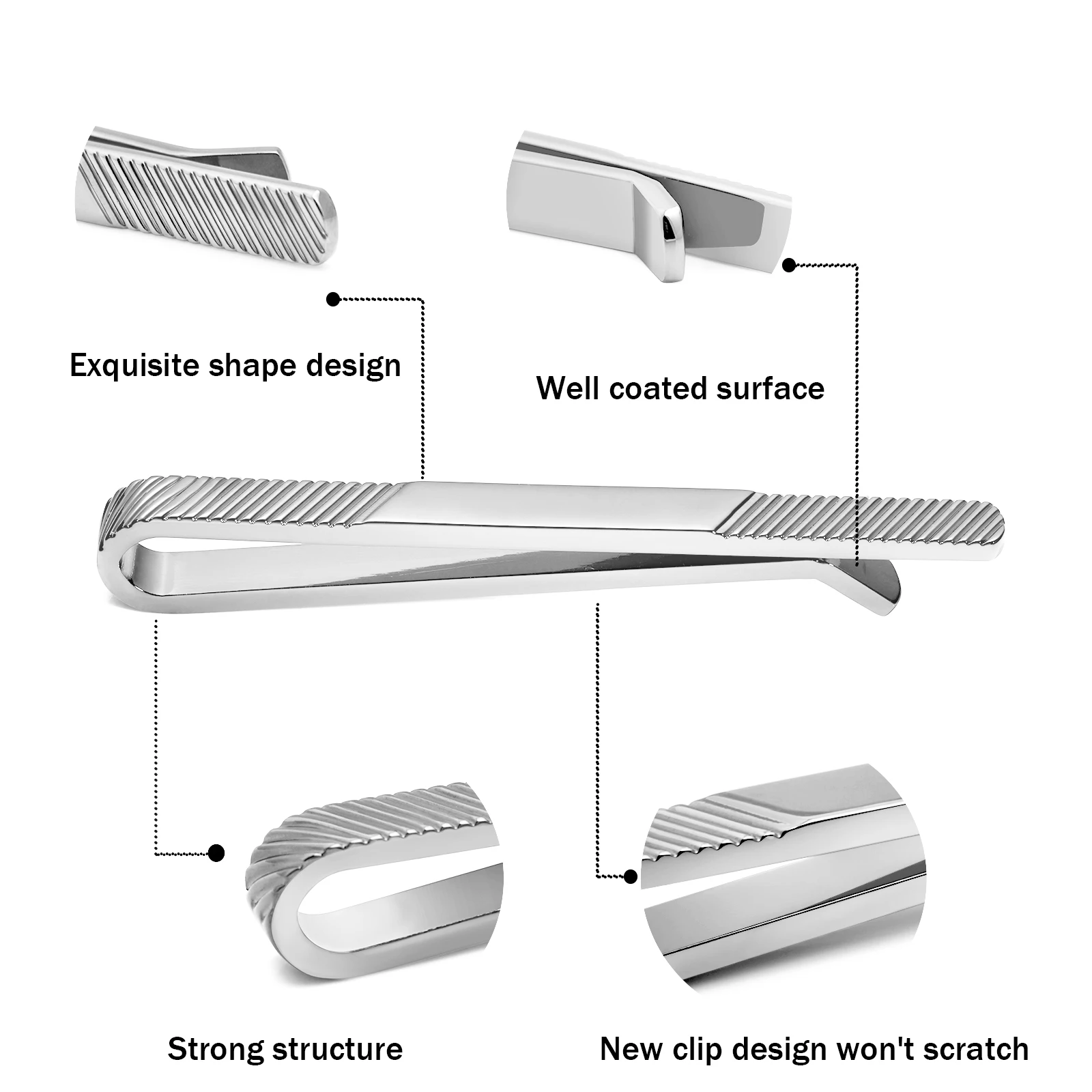 TAIGRAMA 2.5 inch Tie Clip for men ,3 pcs sets Classic Metal Tone Simple Bar for men gift