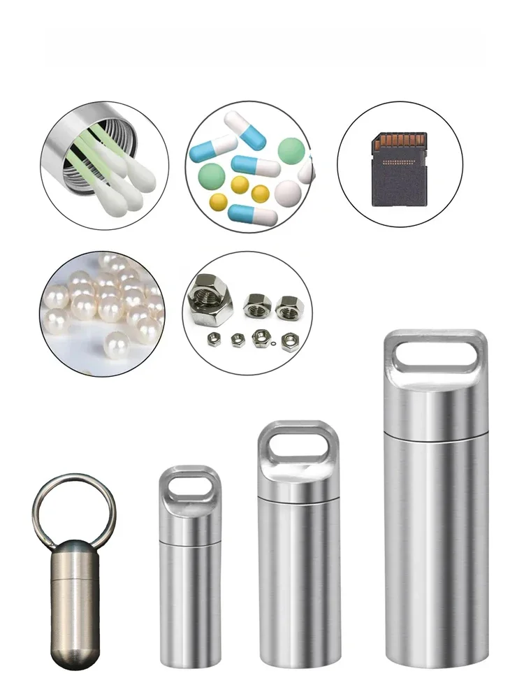 Mini boîte scellée étanche en acier inoxydable 304, conteneur Portable pour pilules, boîte scellée, petites pièces d'outils, bouteille de rangement avec porte-clés
