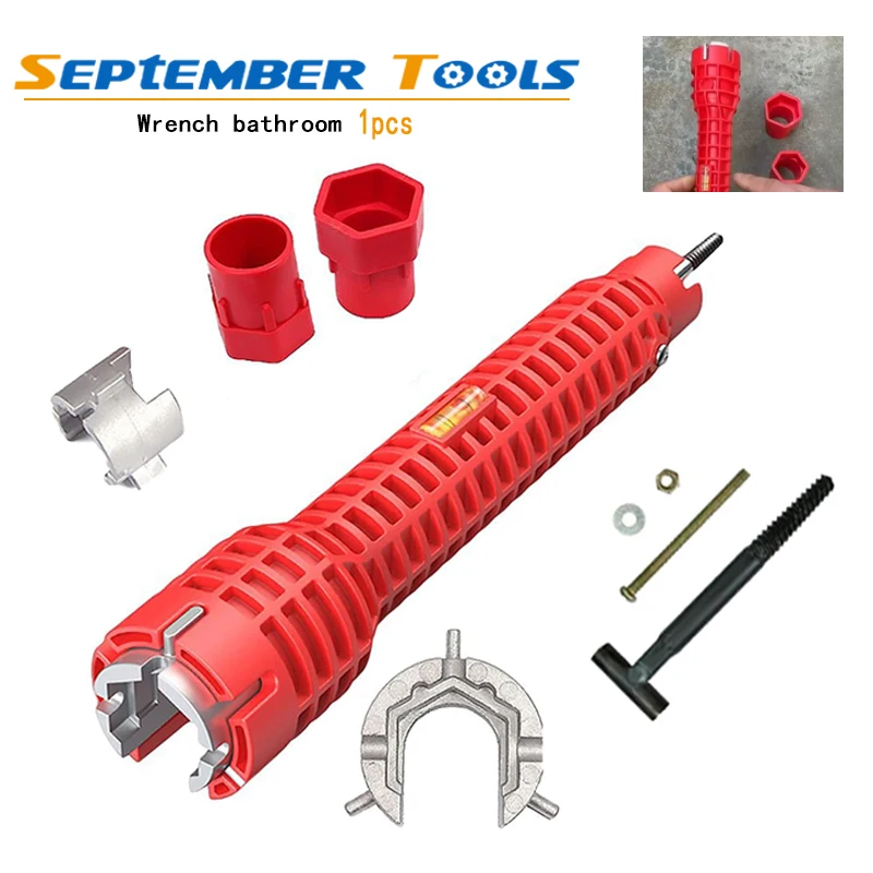

8-in-1 sink faucet wrench double headed handle hygiene maintenance tool, bathroom sink faucet installation ratchet tool set