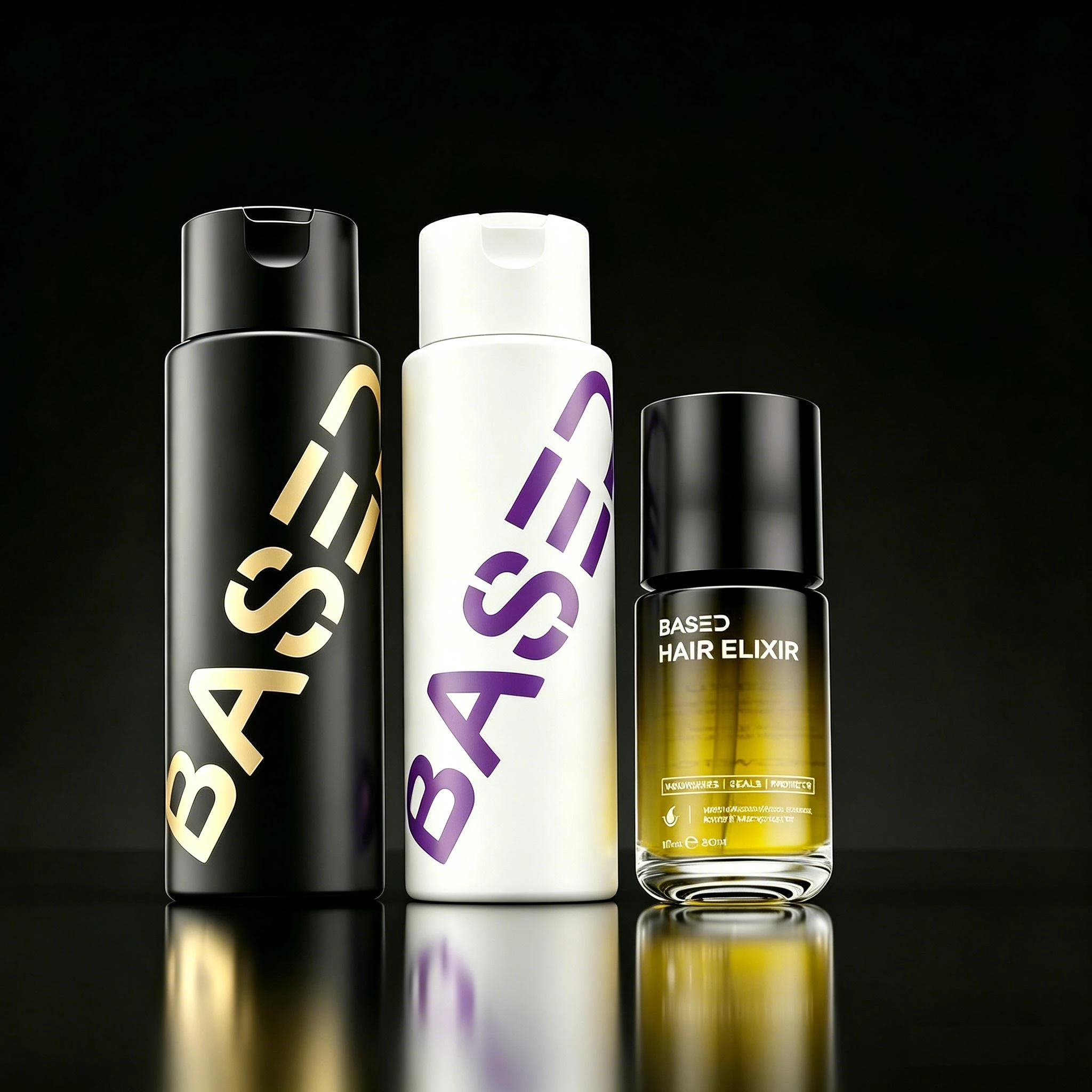 BASED Shower & Hair Elixir Duo: Shampoo + Conditioner + Hair Elixir Bundle — Deep Clean, Hydrates, Soothes Scalp, Boosts Volume + Nourishes, Seals, & Protects Hair , Lightweight, Non-Greasy Formula