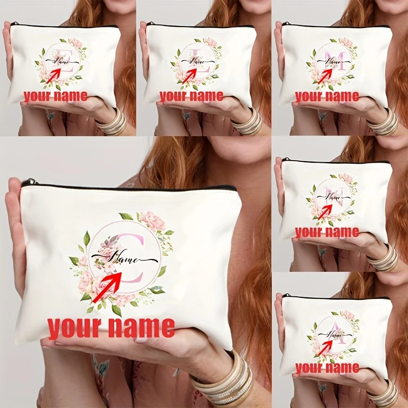 Garland Purple A-Z Letters Organizer Customized Cosmetic Bag Vintage Zipper Clutch Bags Office Supplies Pencil Case Gift