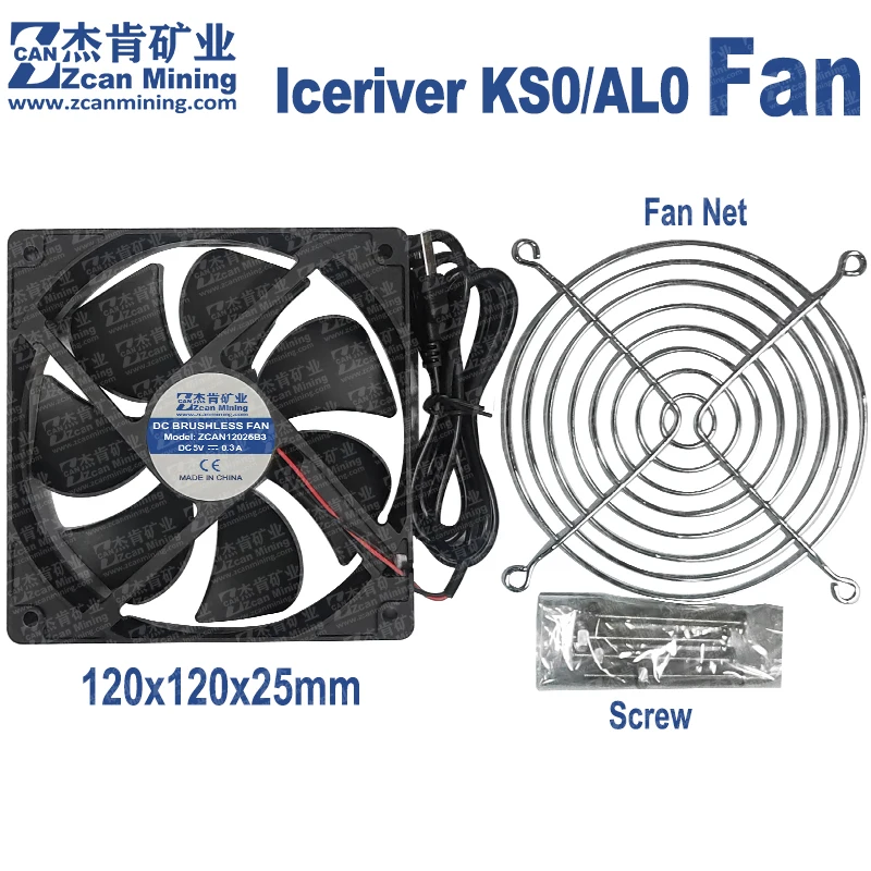 ICERIVER KAS KS0 PRO ULTRA Fan Ball Bearing 5V USB120x120x25mm ALPH AL0 Silent Cooling Fan with Screws and Nets