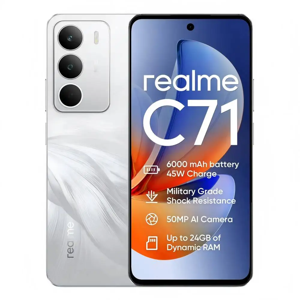 Realme C71 4G Smartphone, UNISOC T7250 octa-core, batteria da 6000mAh, schermo da 6,67 pollici a 120Hz, ricarica rapida da 45W, fotocamera da 50 MP, I