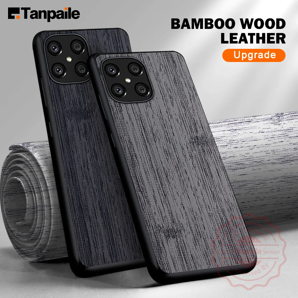 

Tanpaile Shockproof Bamboo Wood Leather Phone Casing For Huawei Honor X8 2022 Luxury Ultra thin Back Cover Case