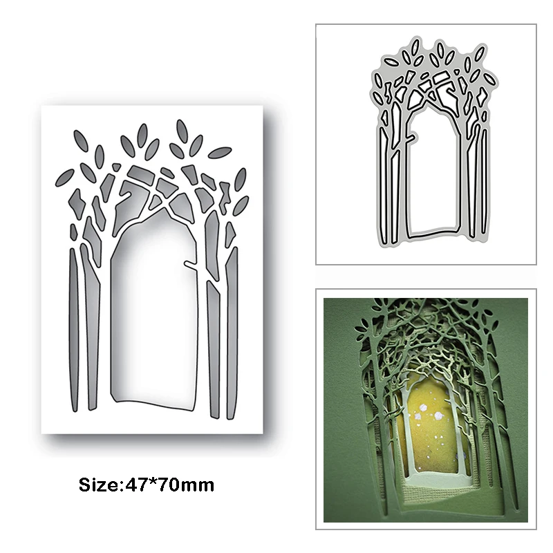 New Arrival Layered Frame Forest Tree Metal Cutting Dies for DIY 2022 Scrapbooking  Pattern Card Making Postcard Clipart Stencil