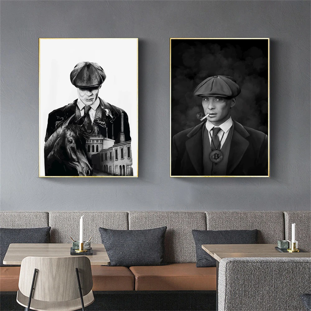 

Classic TV Thomas Shelby Canvas Poster Black And White Canvas Painting and Prints Wall Art Picture for Room Home Decor