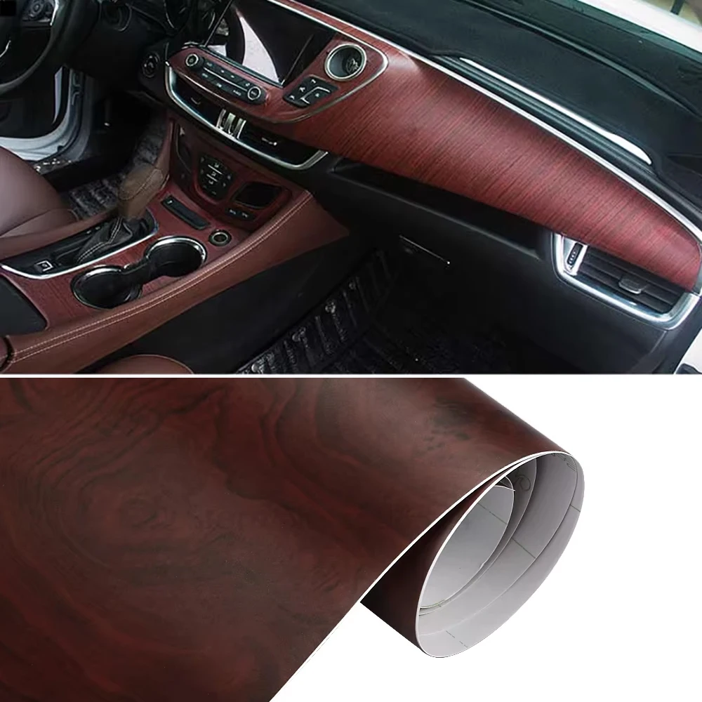 

30/10x100cm PVC Self-Adhesive Wood Grain Vinyl Wrap Textured Car Interior Sticke DIY Film for Auto Furniture Decor Accessories