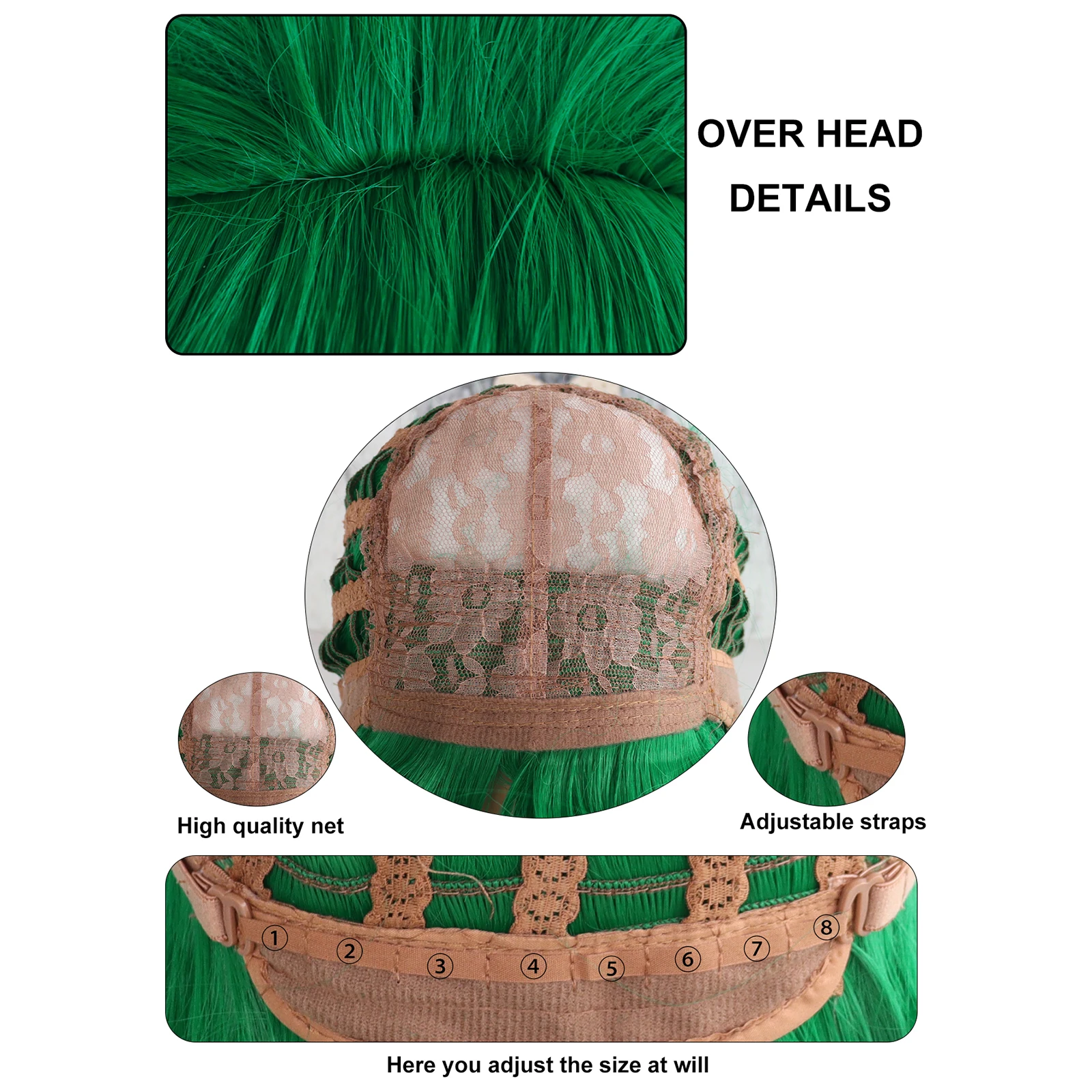 วิกผมสังเคราะห์สไตล์วินเทจวิกผมลอนแบบบีไฮฟ์ทรงสั้นย้อนยุคสีเขียวทรงเกล้ามวยสำหรับผู้หญิงวิกผมคอสเพลย์อะนิเมะหวานน่ารัก