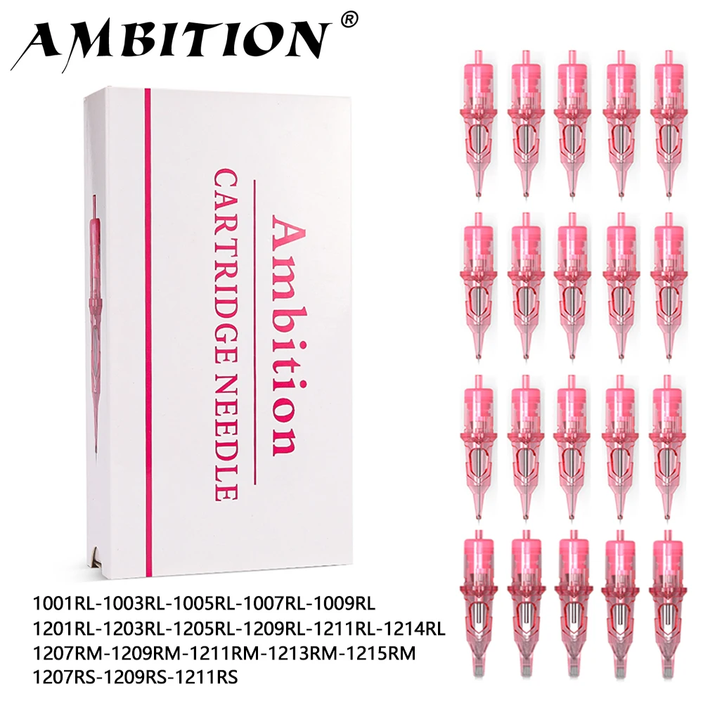 Ambition RL RM RS 20 Models/box Tattoo Cartridge Mix Needle 20pcs 0.3mm 0.35mm Disposable for Wireless Rotary Pen Tattoo Supply