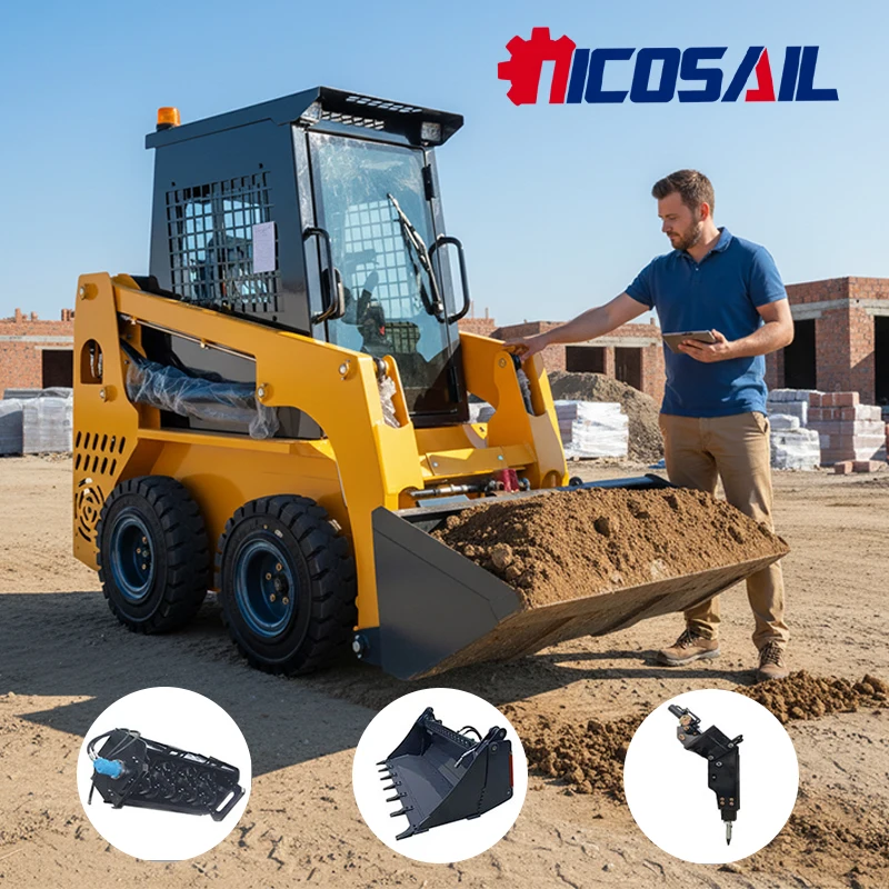 

Small Turning Radius 4 Wheel Skid Steer Loader For Narrow Space Construction Site Euro 5 CE Approved with Deposit