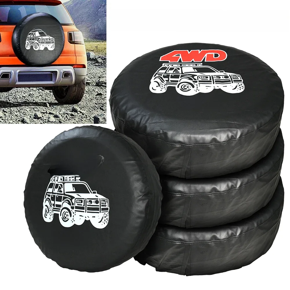 Housse de protection pour pneus de secours de voiture, 4x4 roues, protection étanche, sac de rangement pour pneus en cuir PVC, roue anti-poussière adaptée au camion RV SUV