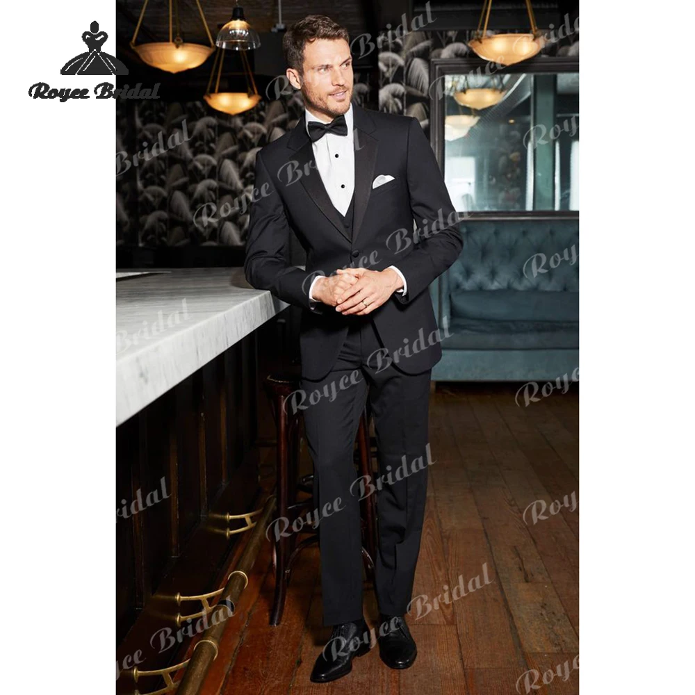 세 조각 싱글 브레스티드 웨딩 남성 정장 2026 슬림 핏 클로저 칼라 라펠 솔리드 컬러 코스튬 옴므 마리아쥬