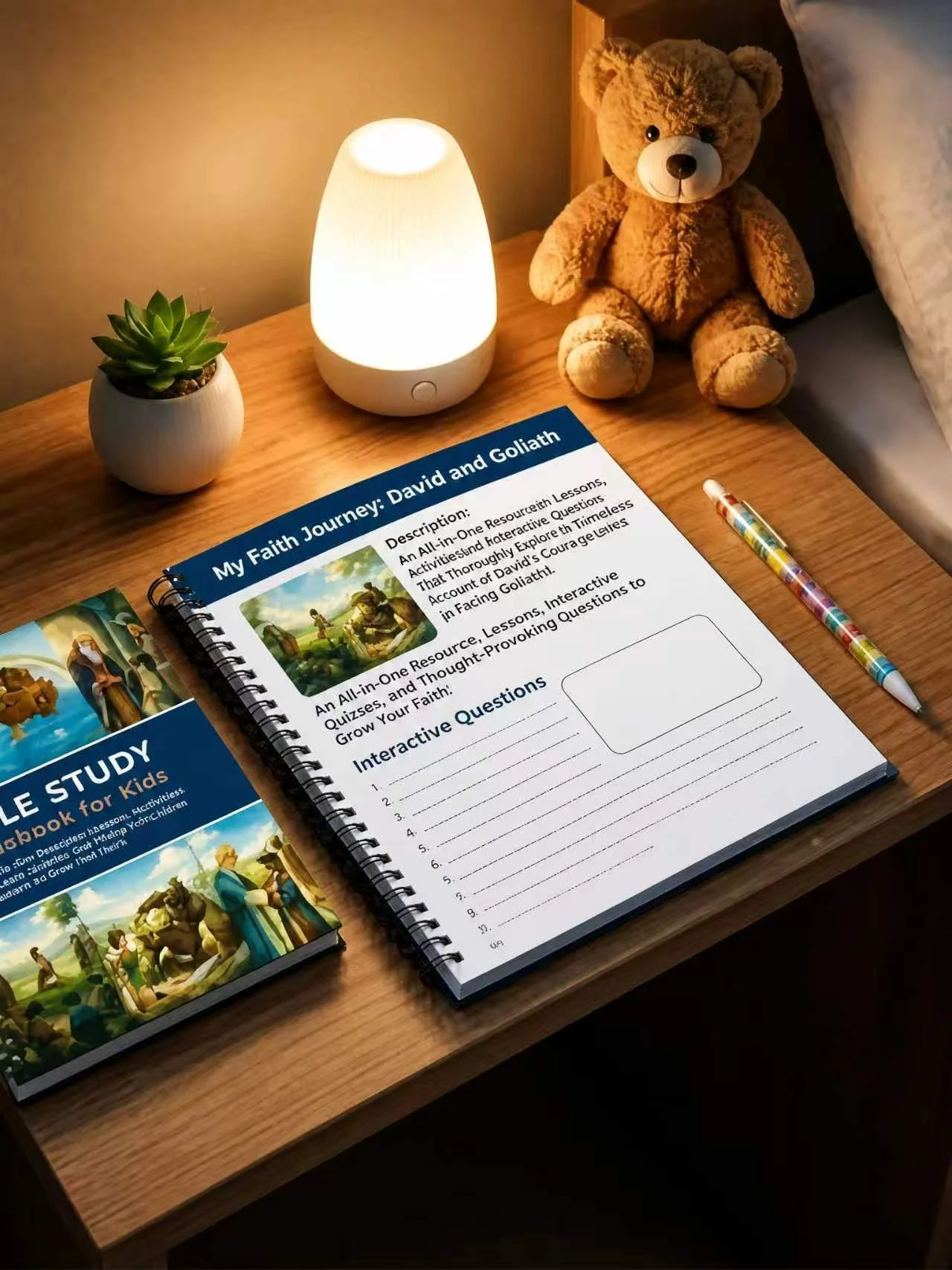 Kids Bible Study Workbook, Children Christian Activity Book, Spiral Sunday School Journal, Interactive Faith Devotional Notebook