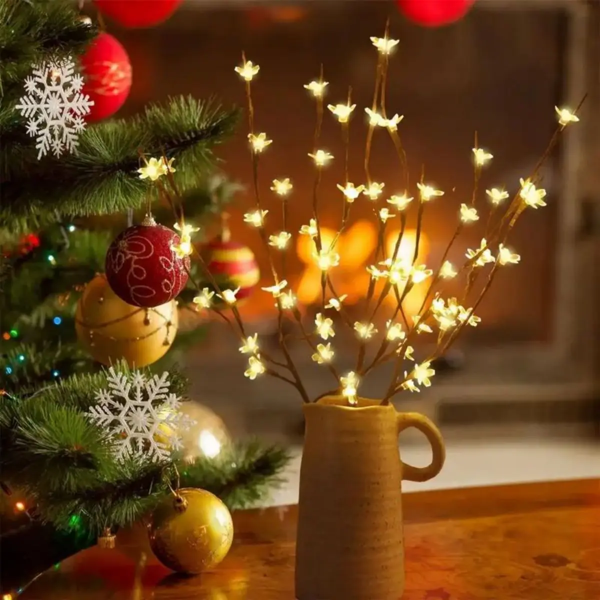 1pc 20 LED Cherry Blossom Tree Landscape Lights, Wedding Birthday Valentine's Day Holiday Party Indoor Outdoor, Warm White