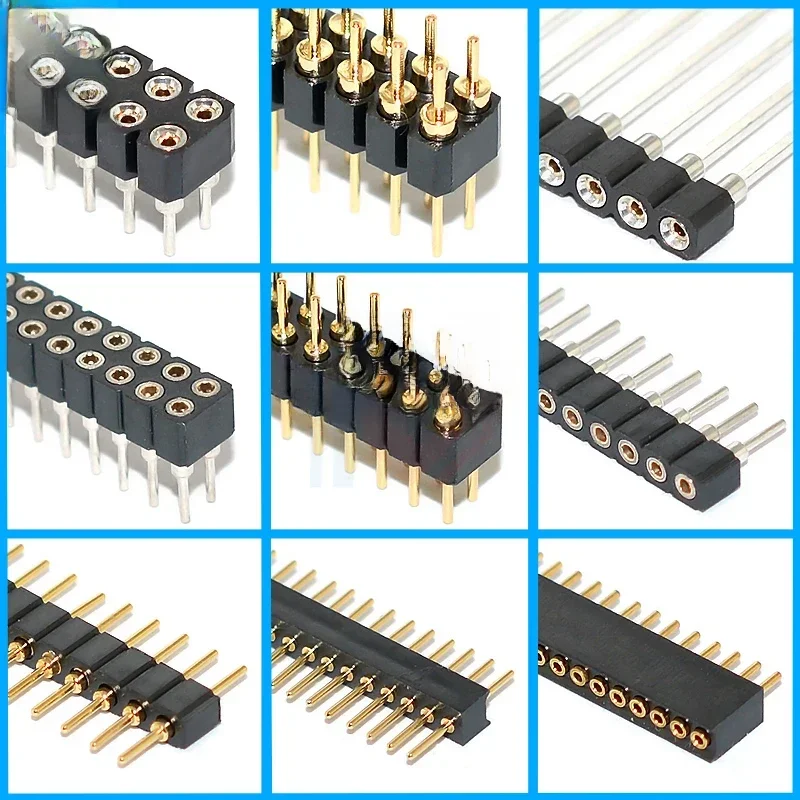 1 szt. 1,27 mm/2,0/2,54 mm 1/2x40 P okrągły otwór okrągła igła żeńska nagłówek Pin złącze rzędowe pojedynczy dwurzędowy pozłacany cynowany — zdjęcie 2