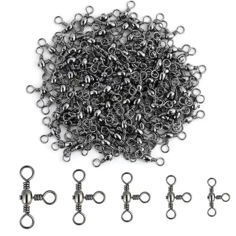 50 sztuk/worek czarny niklowany złącze z trzema bolcami T-Swivel Sub-Line Splitter wędkarstwo na świeżym powietrzu Bazi Ring akcesoria wędkarskie — zdjęcie 2
